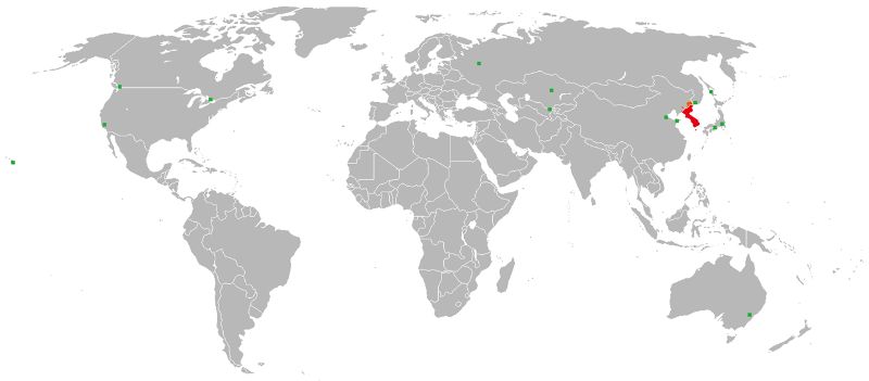 mapa da língua coreana